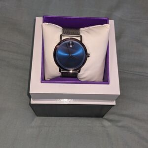 Movado Blue Dial with Silver Mesh Band Watch